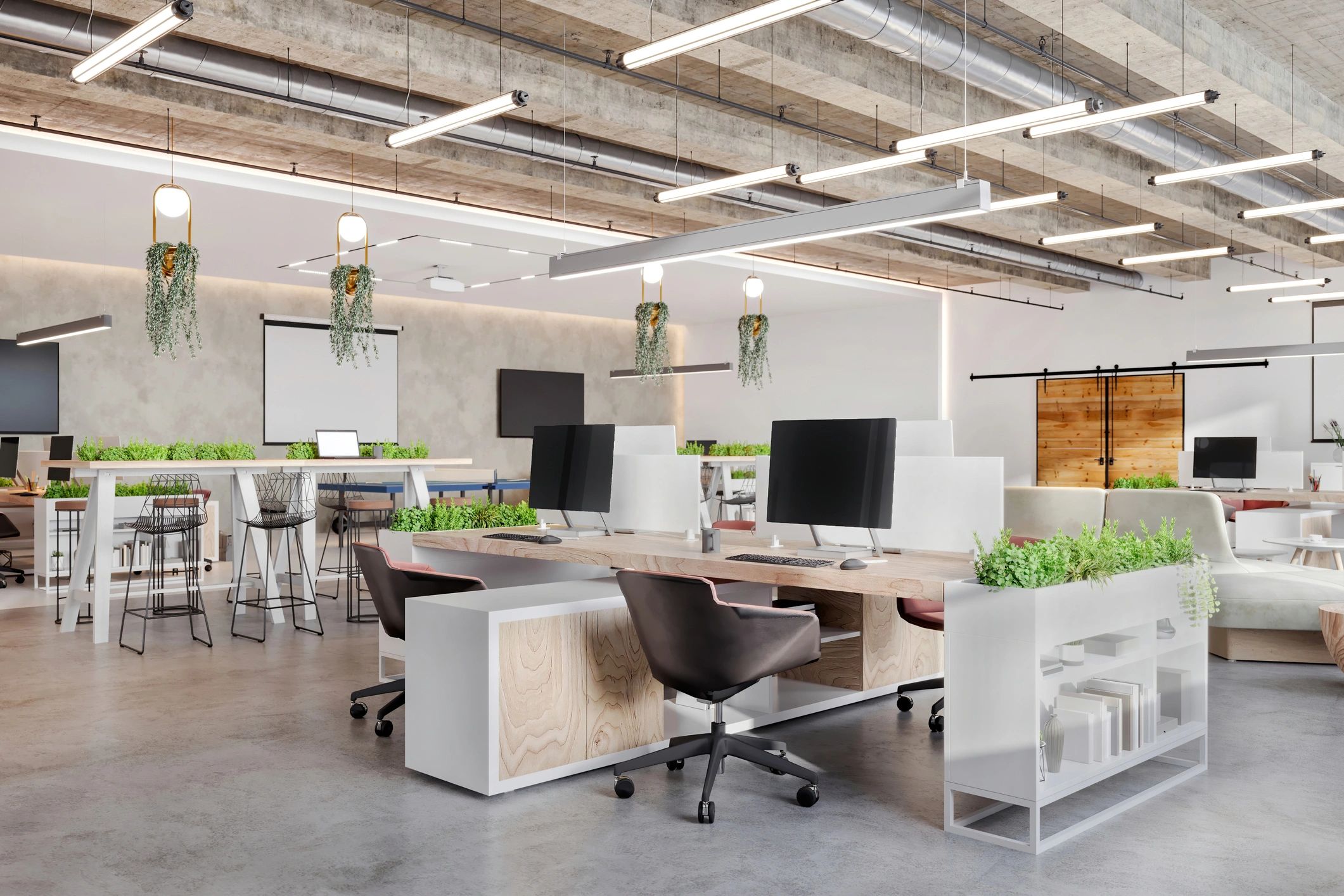 Modern office workspace supporting business technology operations