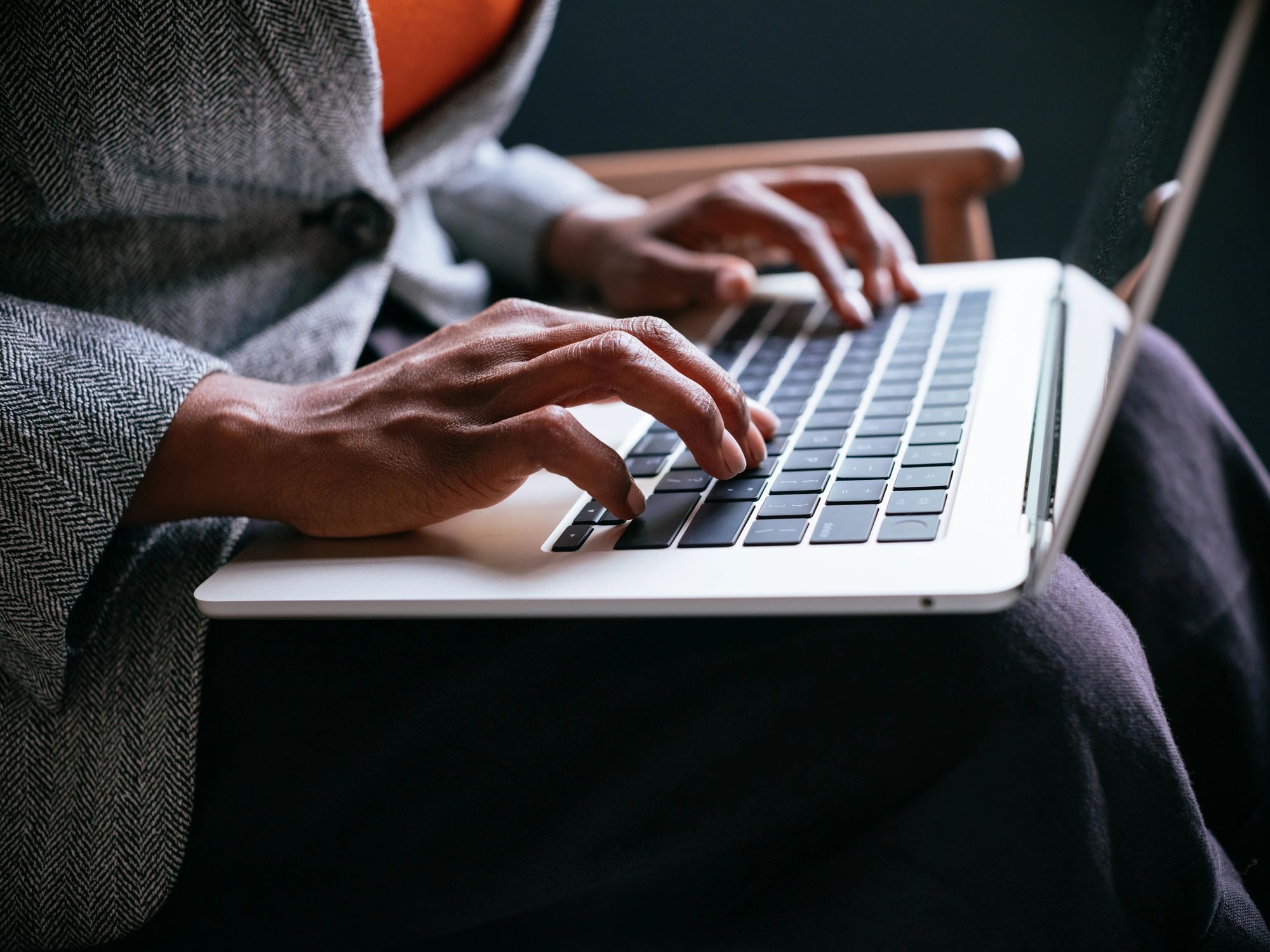 Professional working securely on a laptop in an office
