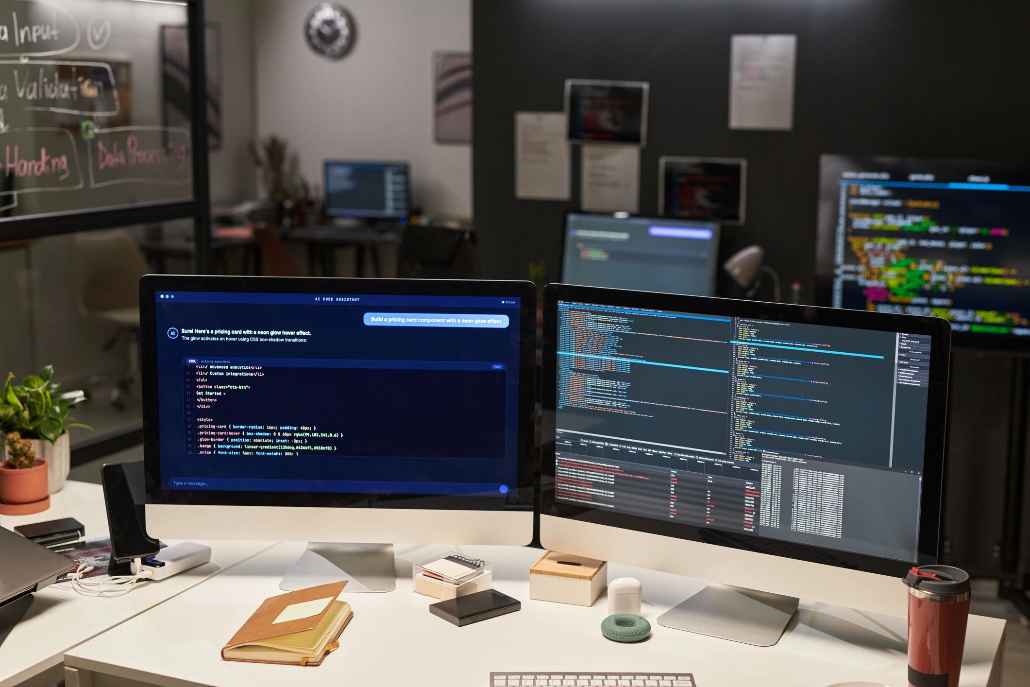 IT workstation displaying software and update management dashboards